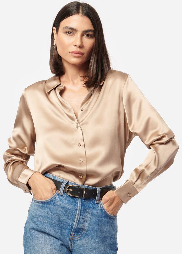 cami nyc Crosby Silk Blouse Champagne