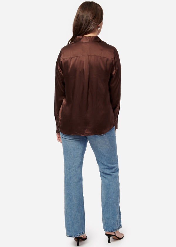 Cami Nyc Crosby Silk Blouse Chocolate