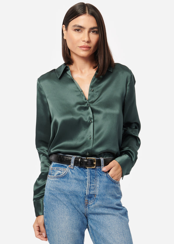 cami nyc Crosby Silk Blouse Hunter