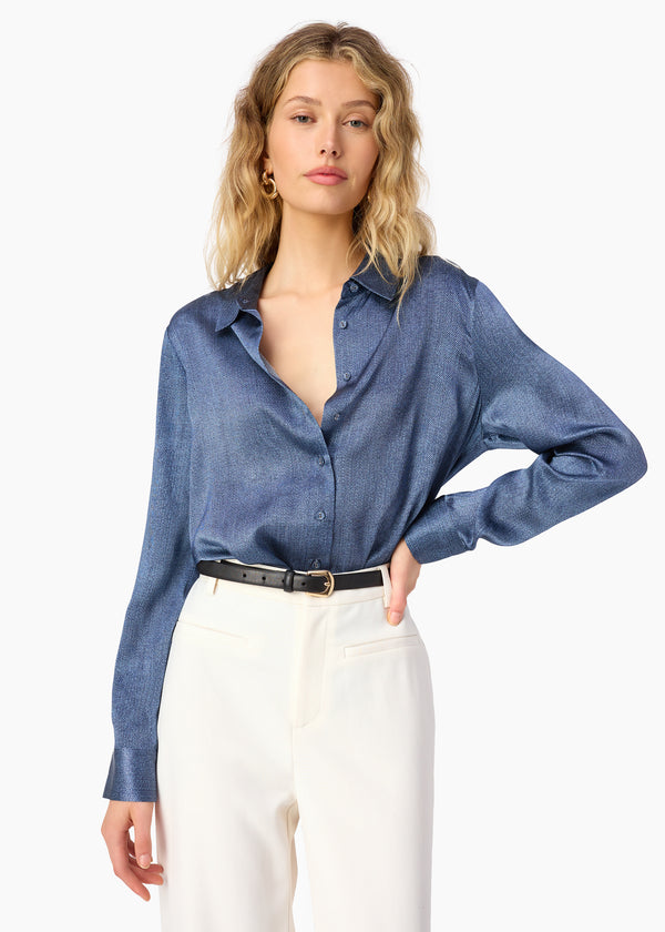 cami nyc Crosby Silk Blouse Raw Denim