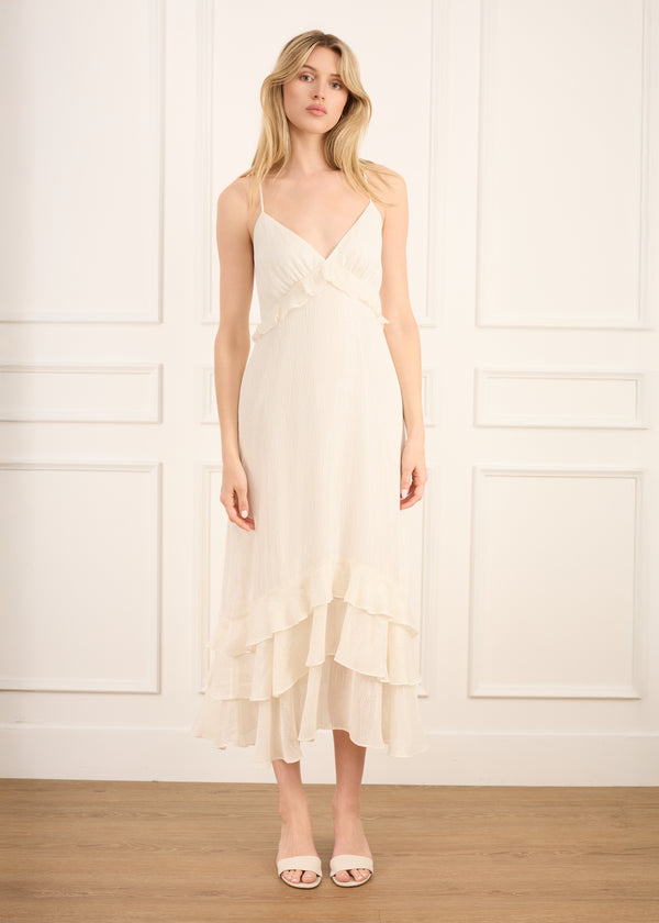 Cami Nyc Esmeralda Metallic Chiffon Dress White