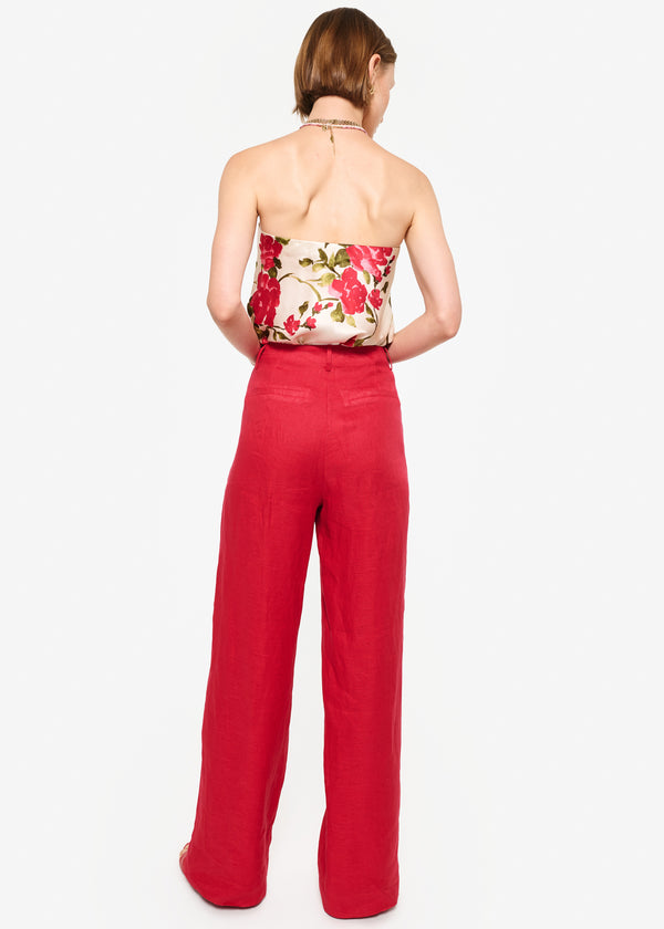 Cami Nyc Iracemi High Rise Linen Pant Campari