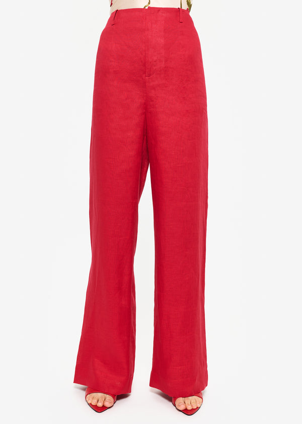 cami nyc Iracemi High Rise Linen Pant Campari
