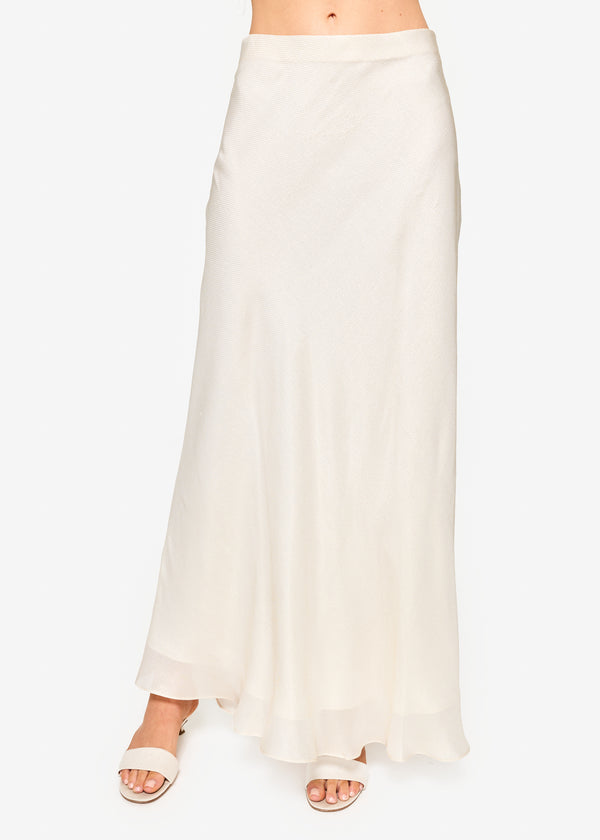 cami nyc Jayna Midi Metallic Silk Skirt Cream