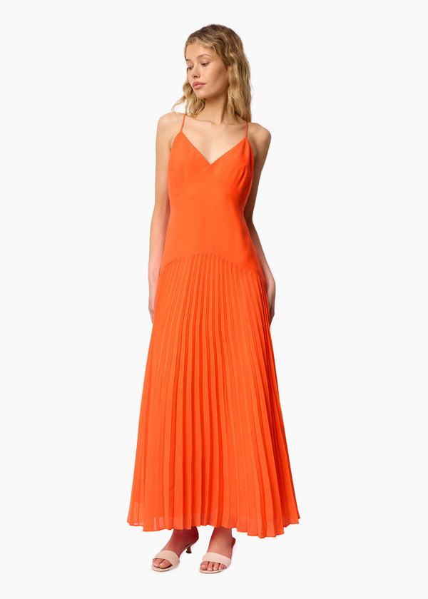 Cami Nyc Jennelyn Chiffon Pleated Gown Clementine