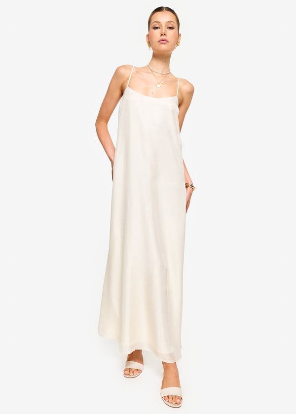 cami nyc Luz Metallic Silk Dress Cream