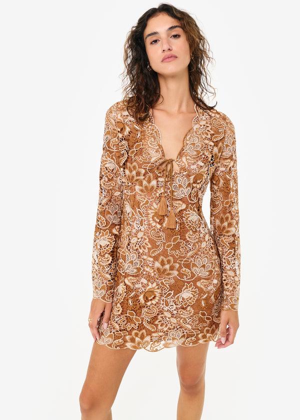 Cami Nyc Madeira Crochet Dress Brown