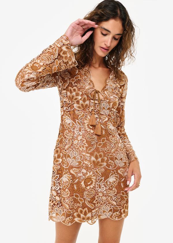Cami Nyc Madeira Crochet Dress Brown