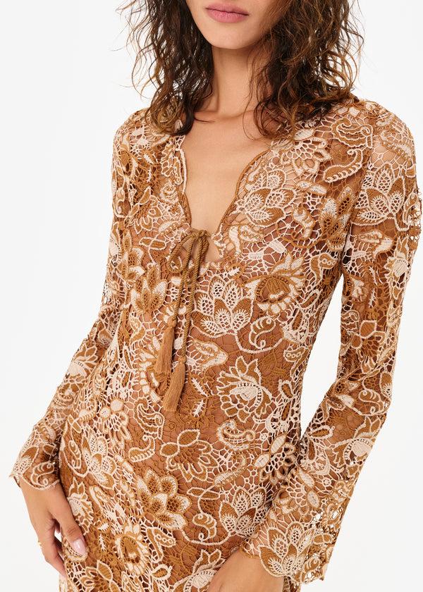 cami nyc Madeira Crochet Dress Brown