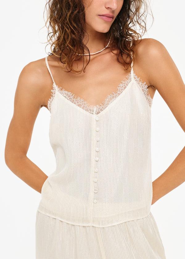 Cami Nyc Melisa Metallic Chiffon Camisole White