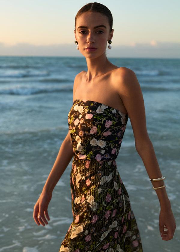 Cami Nyc Prima Strapless Camisole Midnight Gardens