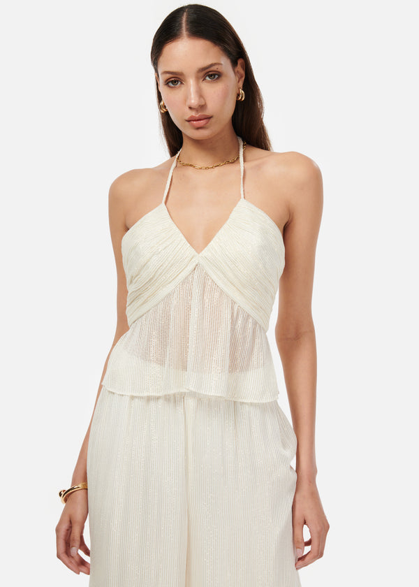 cami nyc Rhea Metallic Chiffon Camisole White