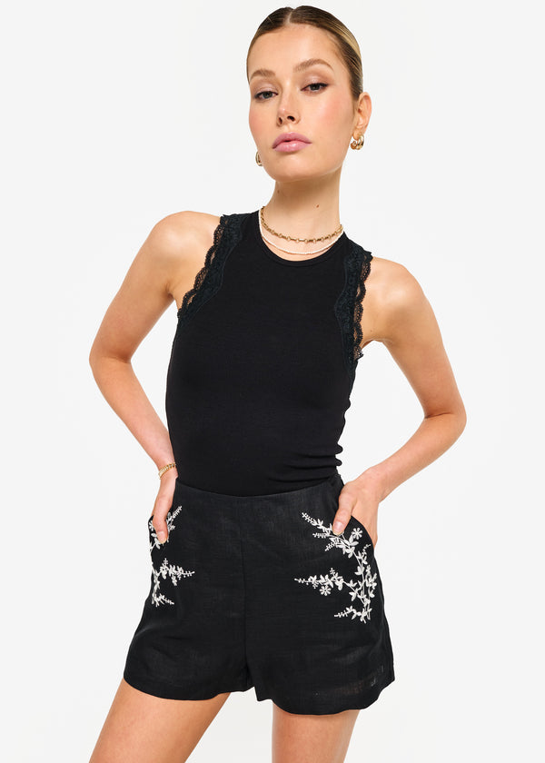 Cami Nyc Thessaly Linen Short Black