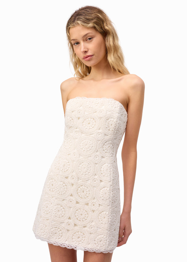 cami nyc Yareli Crochet Mini Dress Macadamia