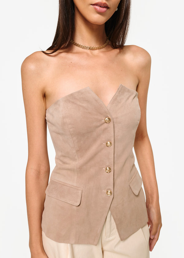 Cami Nyc Zamora Strapless Suede Corset Incense