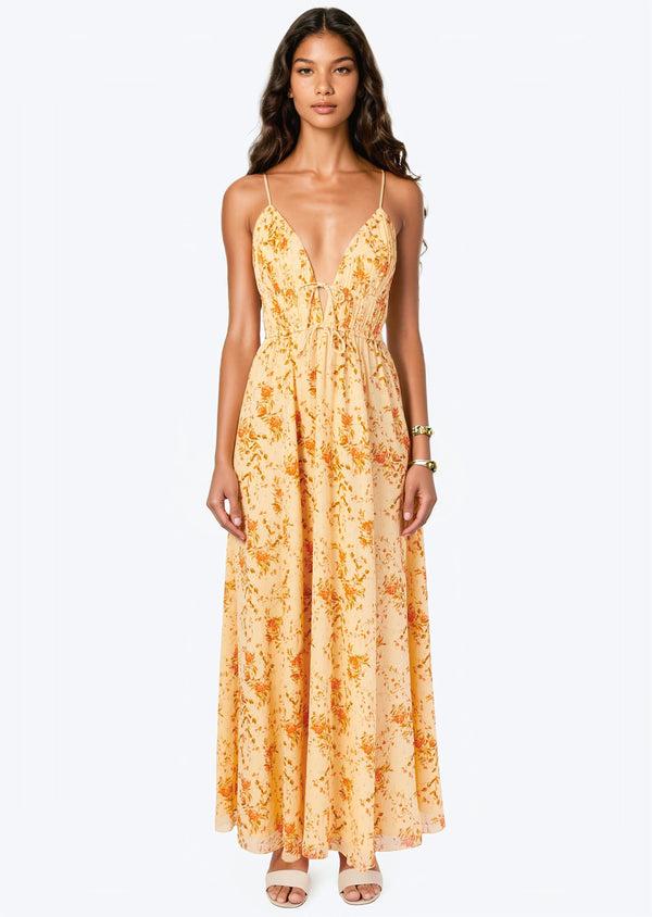 cami Nyc Dorinda Crinkle Chiffon Maxi Dress Golden Hour