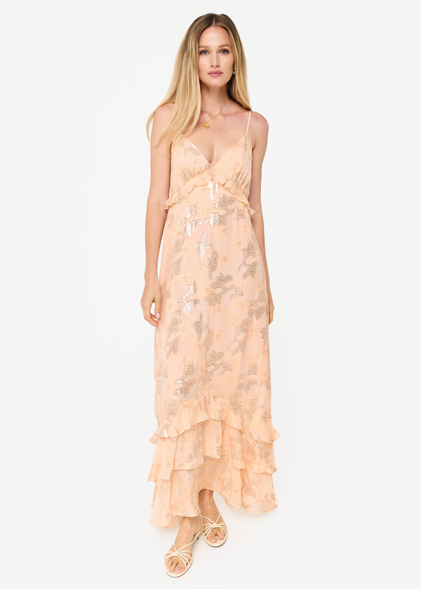 Cami Nyc Esmeralda Metallic Chiffon Dress Light Peach