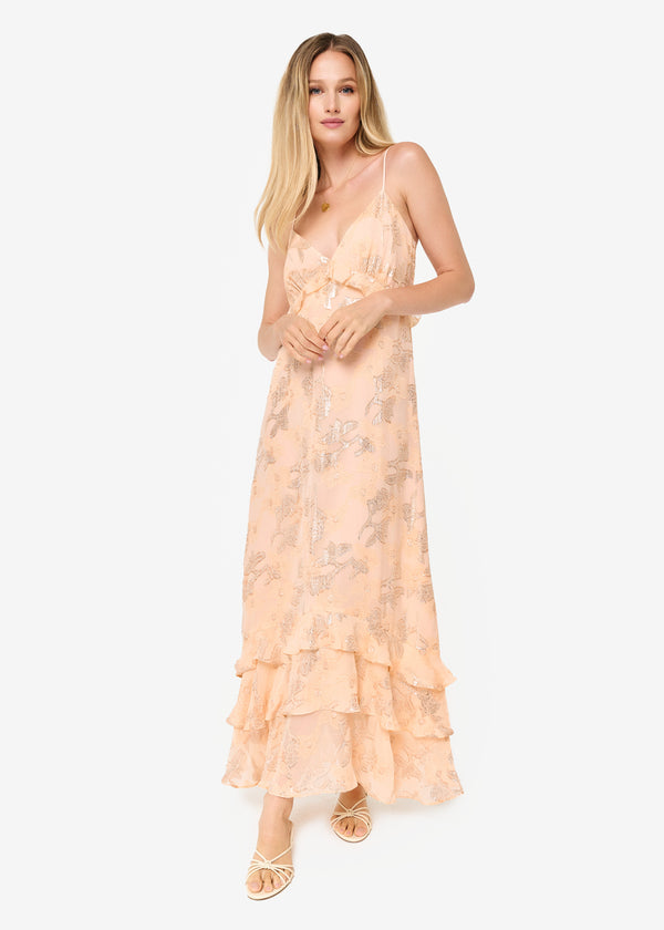 Cami Nyc Esmeralda Metallic Chiffon Dress Light Peach