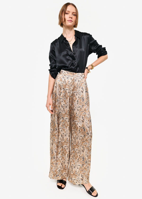 Cami Nyc Fabian High Rise Charmeuse Pant Neutral Paisley