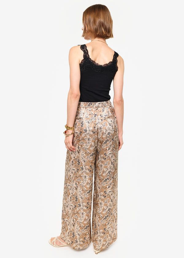 Cami Nyc Fabian High Rise Charmeuse Pant Neutral Paisley