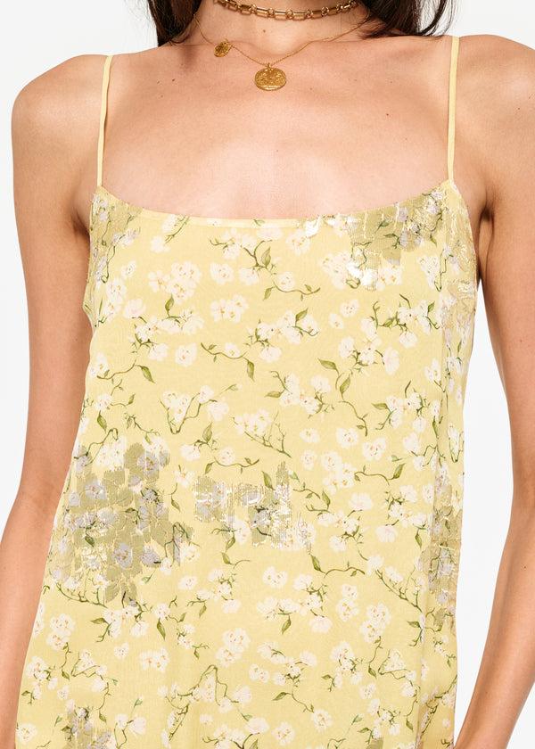 Cami Nyc Luz Metallic Chiffon Dress Yellow Magnolia