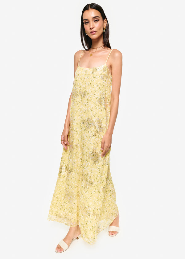 Cami Nyc Luz Metallic Chiffon Dress Yellow Magnolia