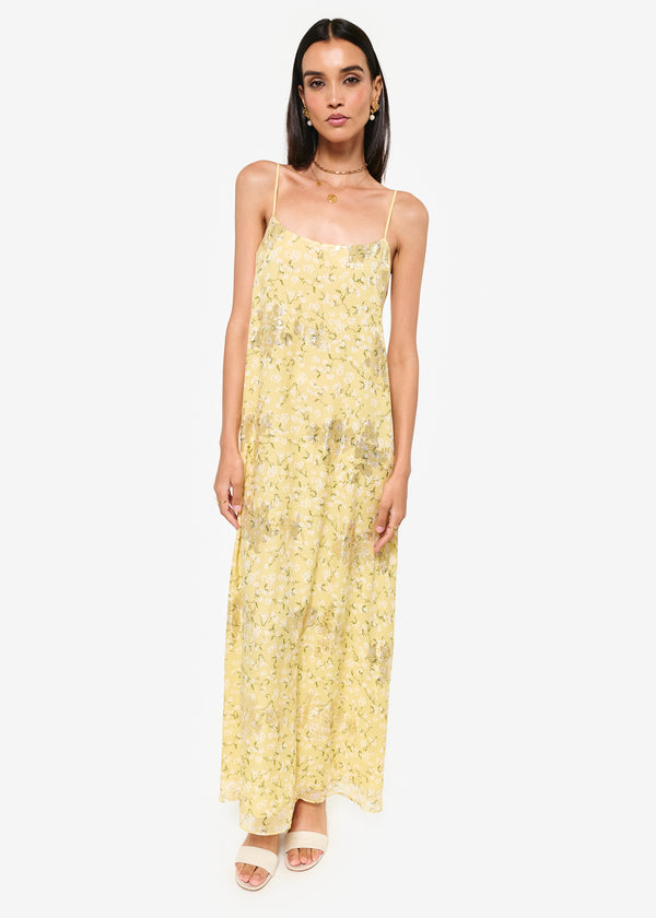 cami nyc Luz Metallic Chiffon Dress Yellow Magnolia