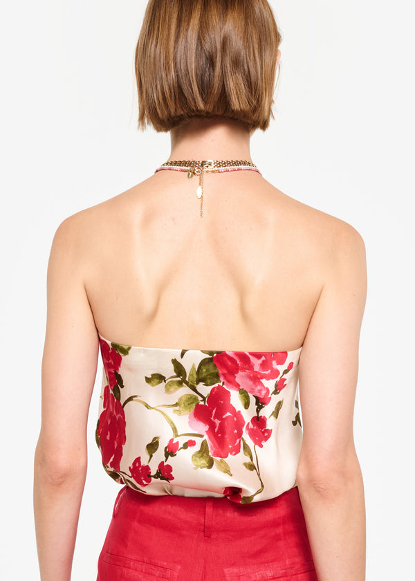 Cami Nyc Prima Strapless Camisole Campari Watercolor