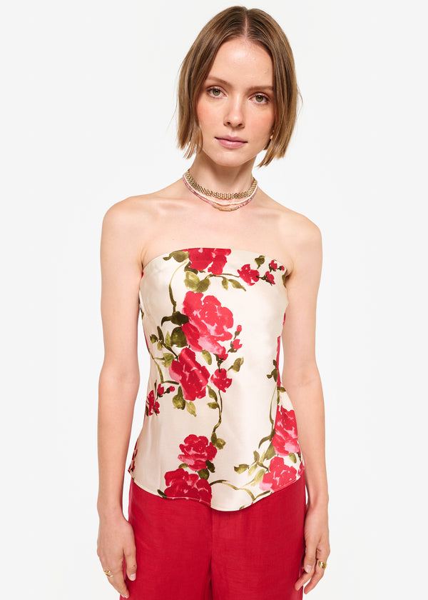 cami nyc Prima Strapless Camisole Campari Watercolor