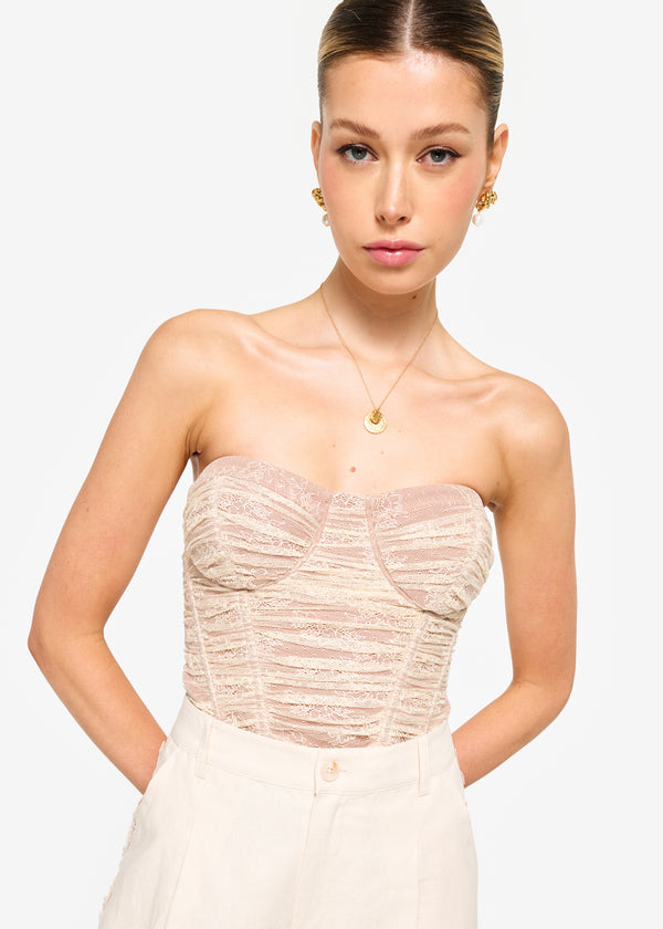 Cami Nyc Rozana Strapless Lace Corset Bodysuit Bone