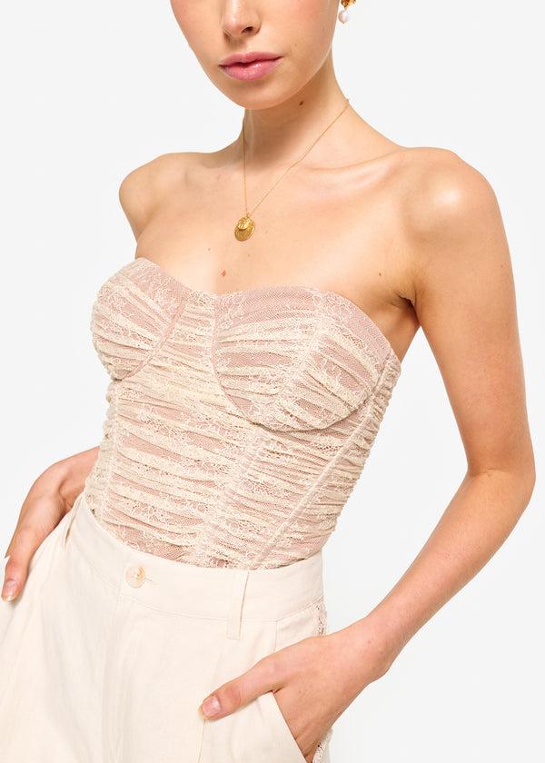 Cami Nyc Rozana Strapless Lace Corset Bodysuit Bone
