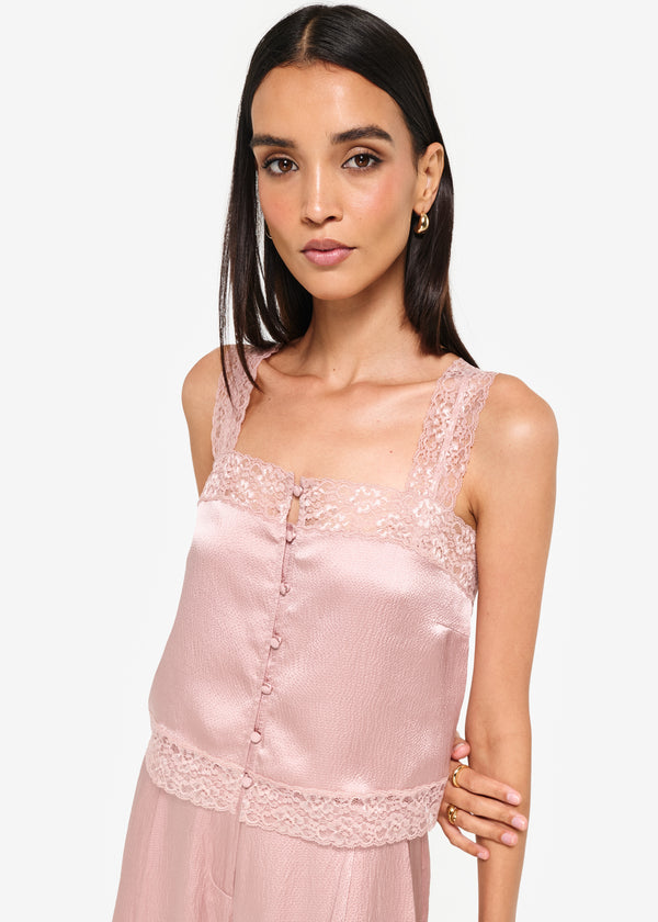 cami nyc Tannis Hammered Silk Cropped Camisole Begonia