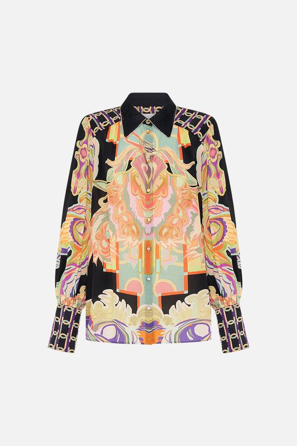 Camilla Button Through Blouson Sleeve Blouse