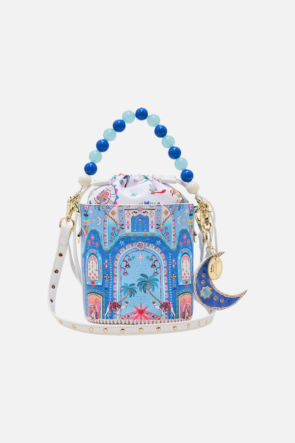 Camilla Drawstring Bucket Bag With Beaded Handle