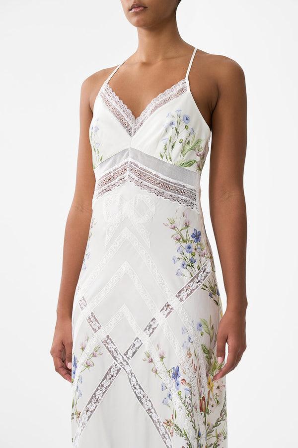 Camilla Lace Splice Bias Long Dress