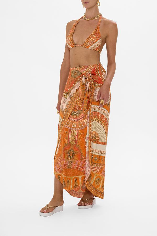 Camilla Layered Long Sarong With Front Tie