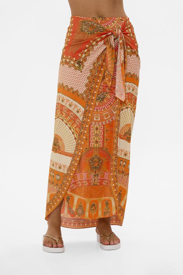 Camilla Layered Long Sarong With Front Tie