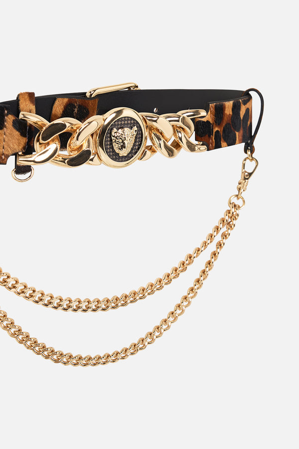 camilla leopard button belt with chains