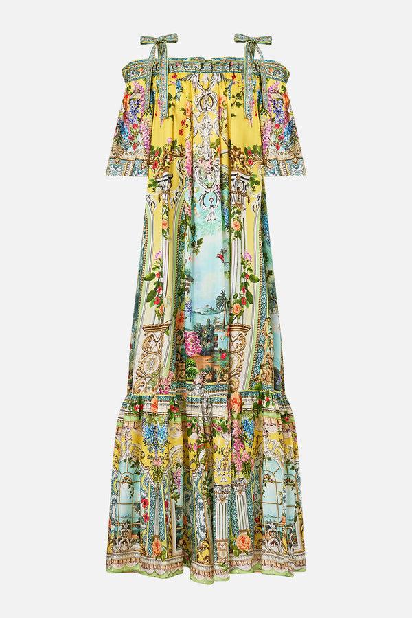 Camilla Long Off Shoulder Frill Dress With Straps