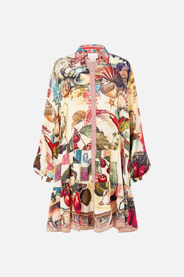 Camilla Long Sleeve Tiered Short Dress
