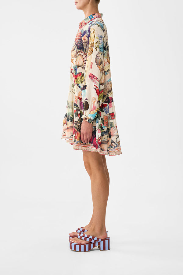 Camilla Long Sleeve Tiered Short Dress