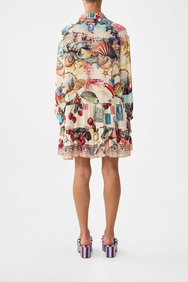 camilla long sleeve tiered short dress