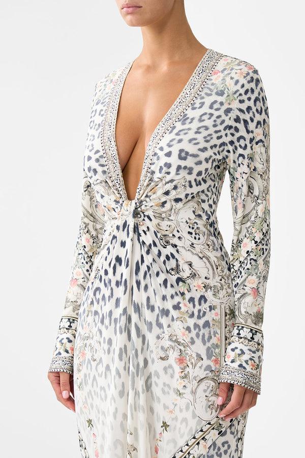 Camilla Long V Neck Twist Front Jersey Dress