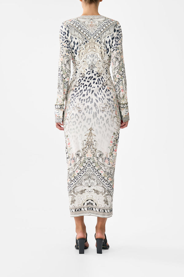 camilla long v neck twist front jersey dress