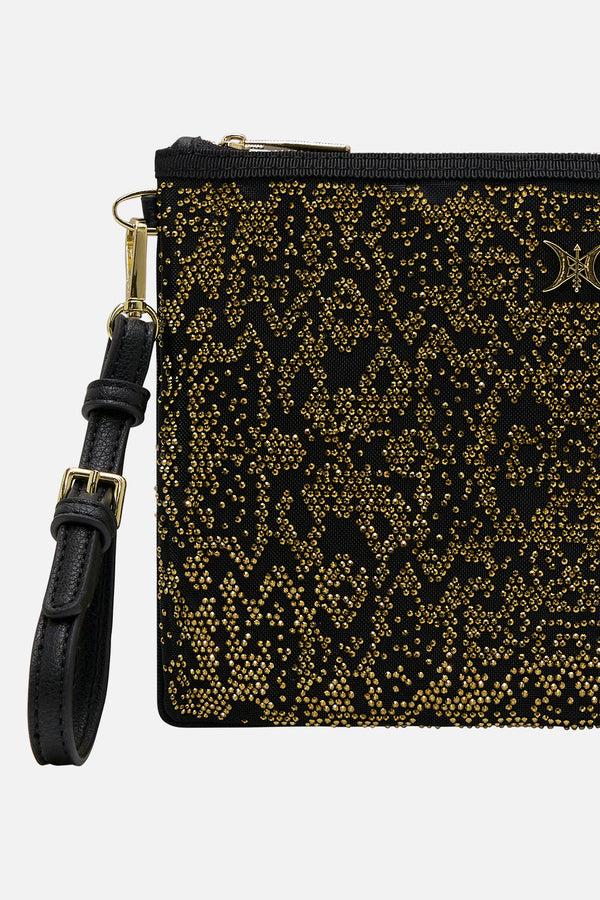 camilla mesh zip top clutch