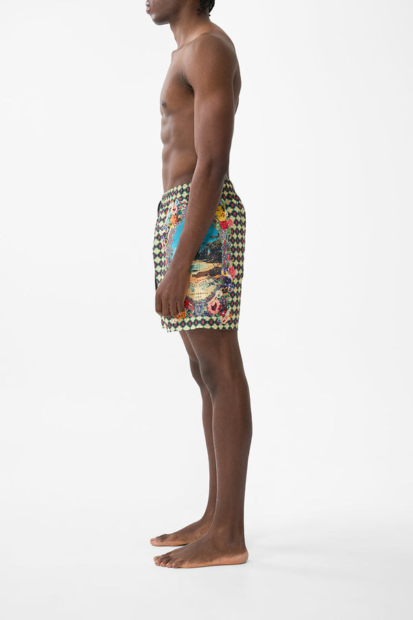 Camilla Mid Length Boardshort With Elastic Waist