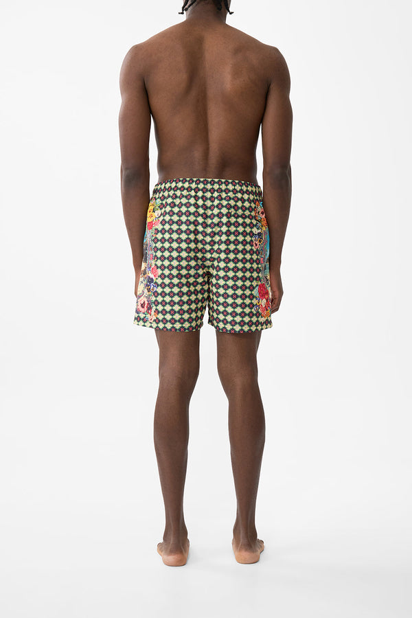 camilla mid length boardshort with elastic waist