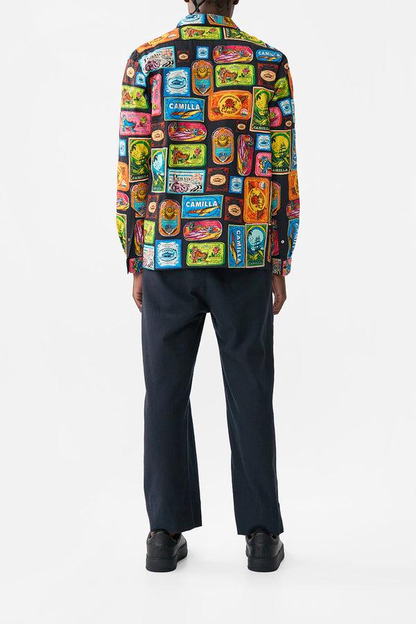 camilla patchwork long sleeve camp collar shirt