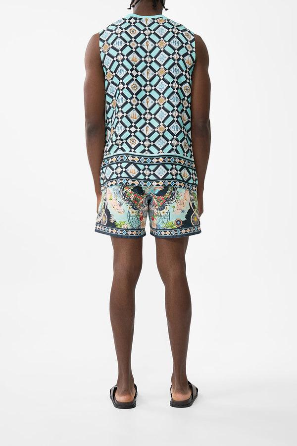 camilla relaxed fit tank with silk contrast back