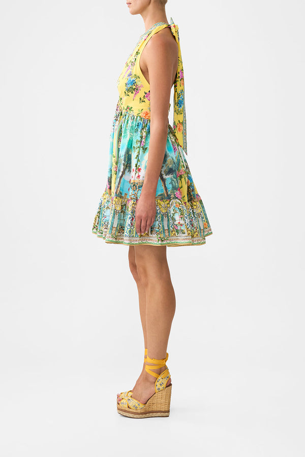 Camilla Ruffle Hem Halter Short Dress